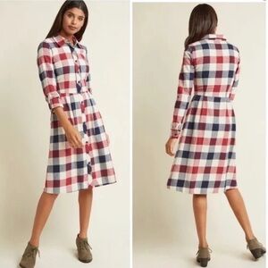 Mod Cloth Jam Girl Plaid Flannel Shirt Dress size large